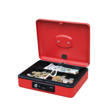 Best quality Portable  metal  round handle Cashier Metal Cash Box  cash saver box with spring lock